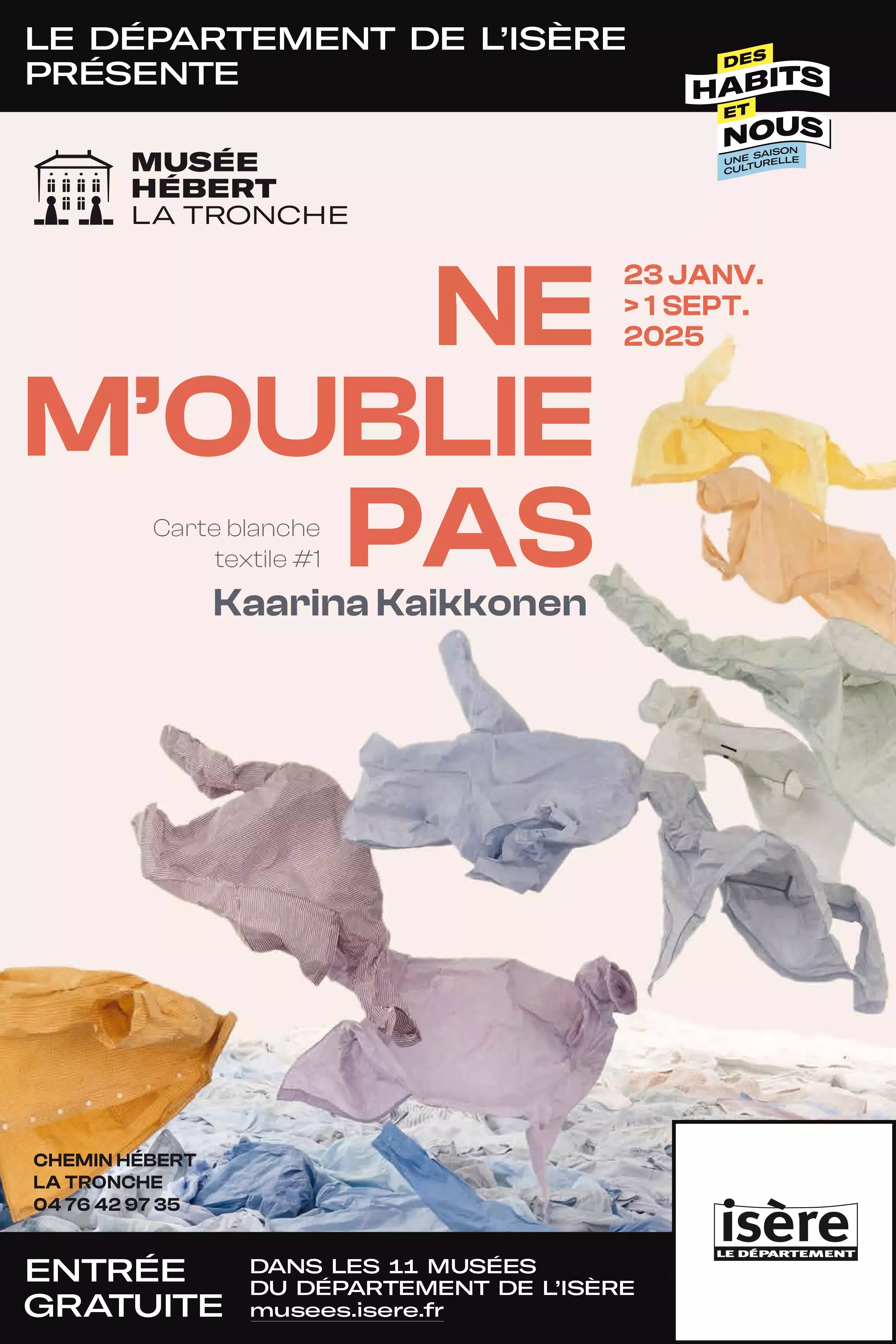 Affiche ne m'oublie pas : carte blanche à Kaarina Kaikkonen au musée Hébert du 23 janvier au 1er septembre 2025